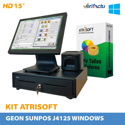 Pack TPV Sunpos J4125 para tiendas de ropa Software Atrisoft Incluido