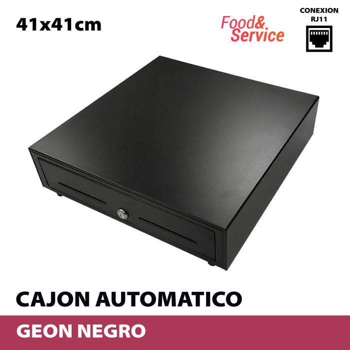 Cajón portamonedas automatico - electrico Geon Negro (41 x 41 cm) con configuración específica para Food&Service