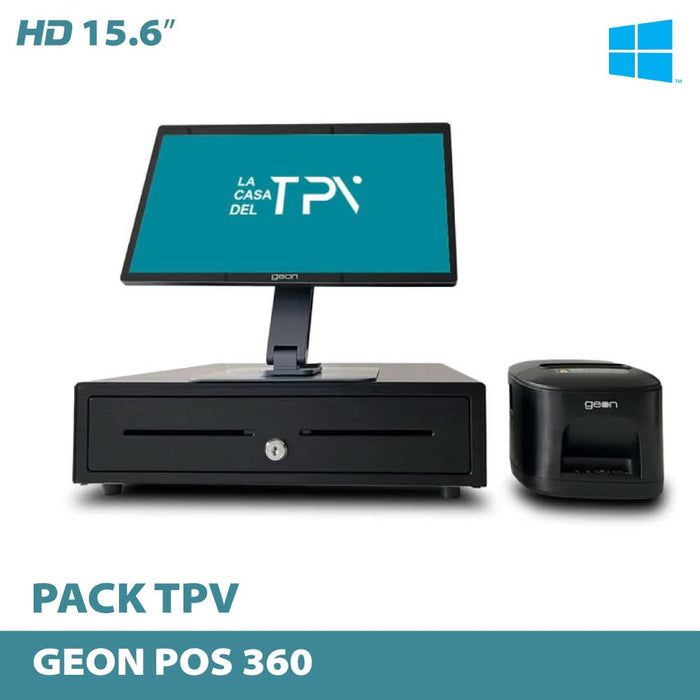 Pack TPV Tactil 15" Geon Pos 360 8 Gb Ram / 128 GB Windows