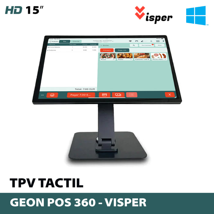 TPV Tactil 15" Geon Pos 360 8 GB Ram / 128 GB Windows con configuración específica para Visper