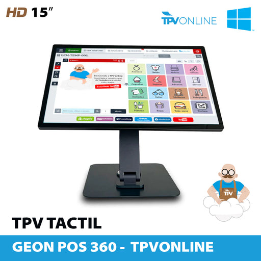 TPV Tactil 15" Geon Pos 360 8 GB Ram / 128 GB Windows para TPVONLINE