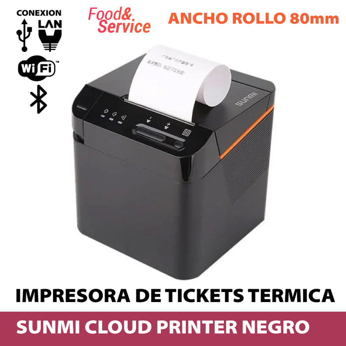 Impresora Cloud Printer 80 mm USB + RJ11 + Wifi + Bluetooth con configuración específica para Food&Service