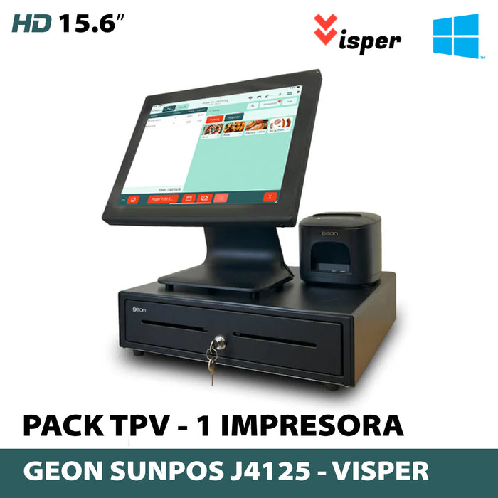 Pack TPV Geon Sunpos J4125 8 Gb Ram / 128 GB ssd Windows · VISPER