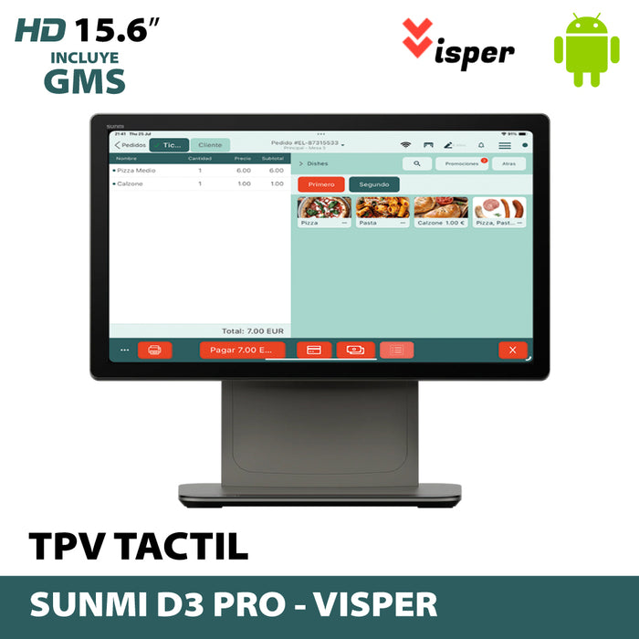 TPV SUNMI D3 PRO GMS con configuración específica para Visper